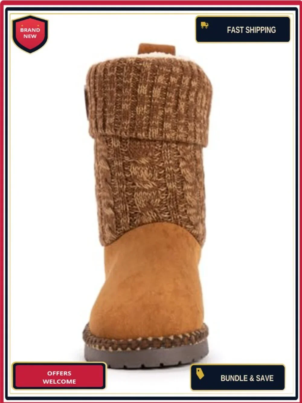 Muk Luks Janet Ankle Bootie Faux Fur Lining Water Resistant